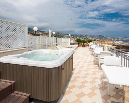 Relax in the rooftop terrace of our Sanremo hotel with jacuzzi