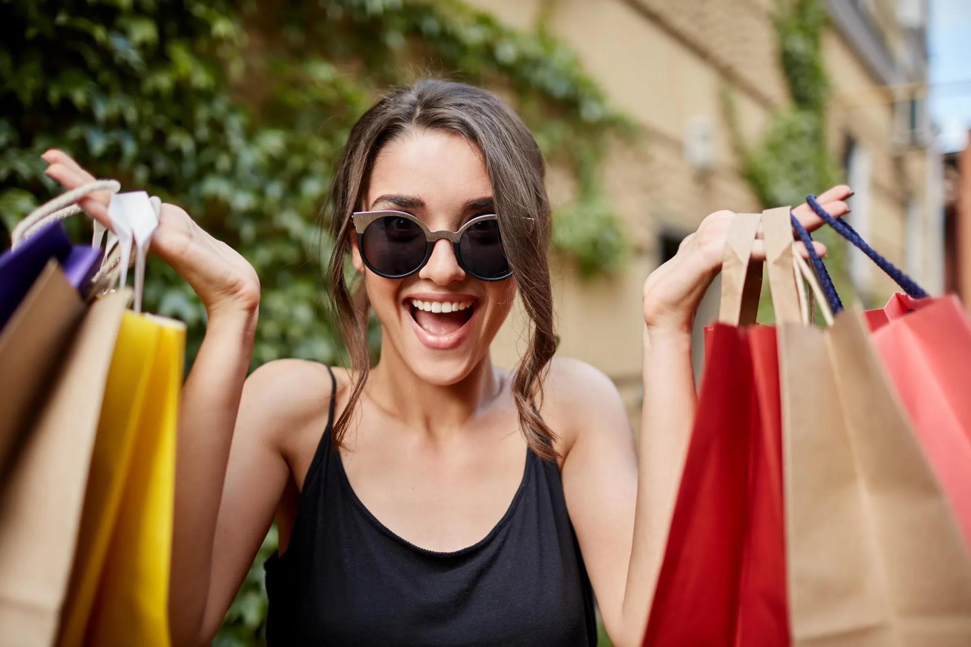 The image shows a girl shopping.